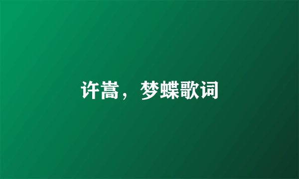 许嵩,梦蝶歌词