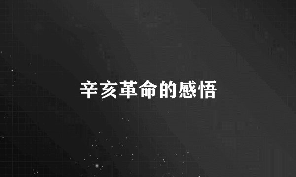 辛亥革命的感悟