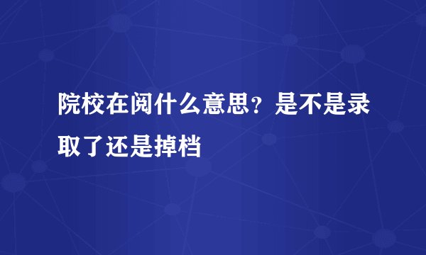 院校在阅什么意思？是不是录取了还是掉档