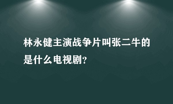 林永健主演战争片叫张二牛的是什么电视剧？