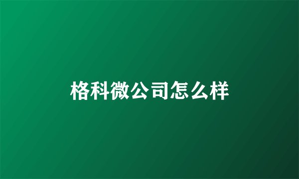 格科微公司怎么样