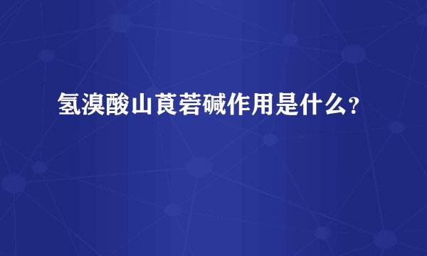 氢溴酸山莨菪碱作用是什么？