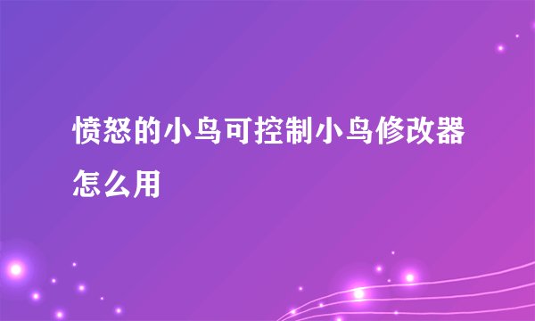 愤怒的小鸟可控制小鸟修改器怎么用