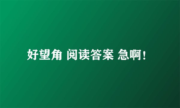 好望角 阅读答案 急啊！