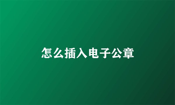 怎么插入电子公章