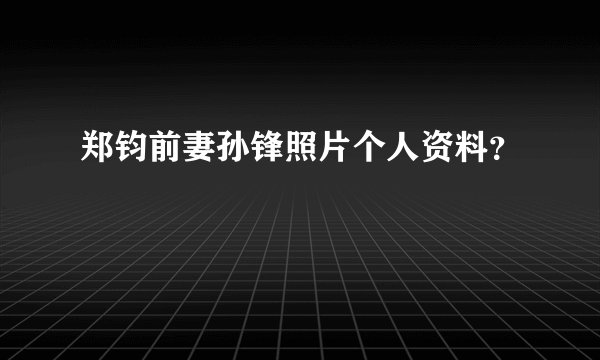郑钧前妻孙锋照片个人资料?