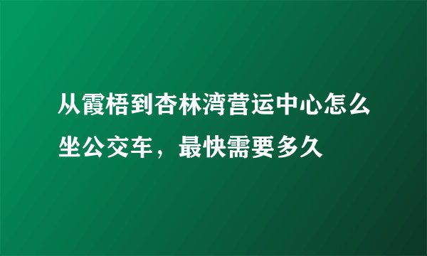 从霞梧到杏林湾营运中心怎么坐公交车,最快需要多久