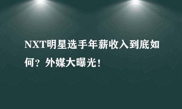 NXT明星选手年薪收入到底如何？外媒大曝光！