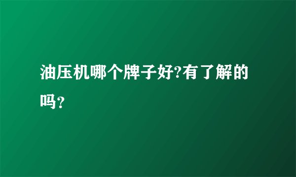 油压机哪个牌子好?有了解的吗?