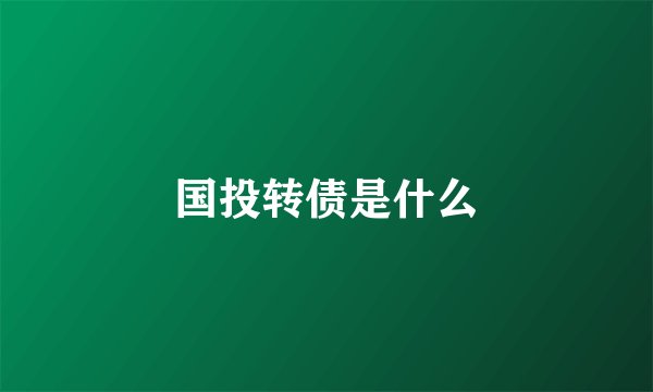 国投转债是什么