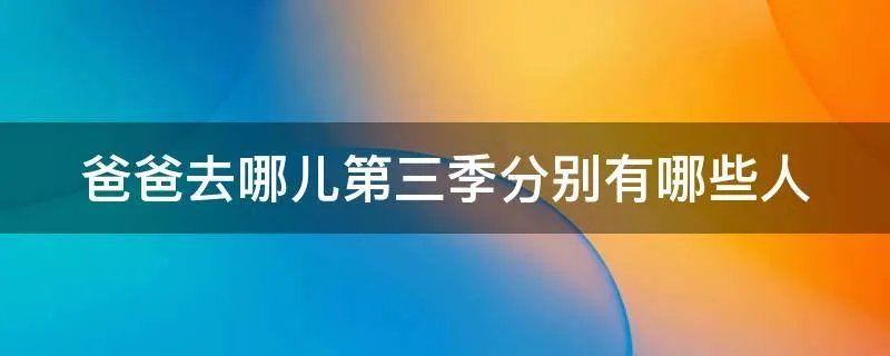 爸爸去哪儿第三季分别有哪些人