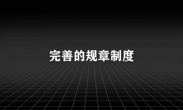 完善的规章制度