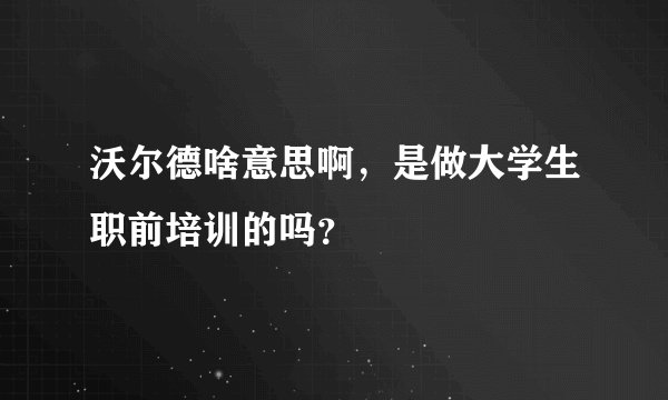 沃尔德啥意思啊，是做大学生职前培训的吗？