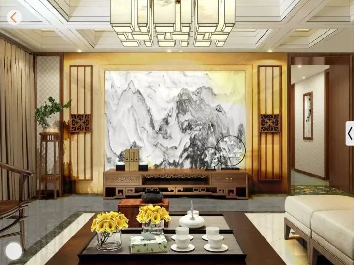 不知道背景墙用什么合适?看了天然石材山水画再决定。