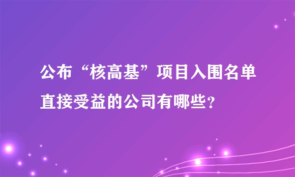 公布“核高基”项目入围名单直接受益的公司有哪些？