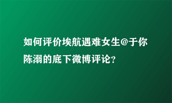 如何评价埃航遇难女生@于你陈溺的底下微博评论？