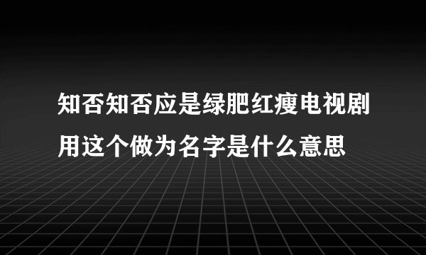 知否知否应是绿肥红瘦电视剧用这个做为名字是什么意思