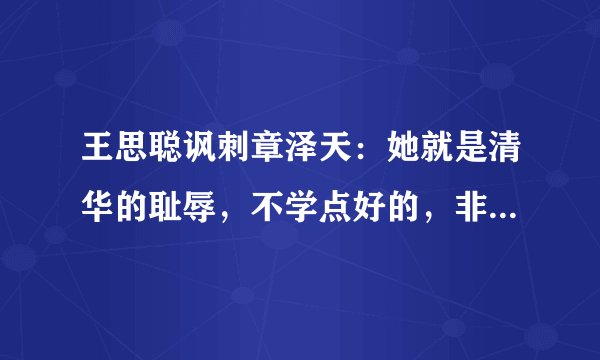 王思聪讽刺章泽天:她就是清华的耻辱,不学点好的,非靠美貌上位