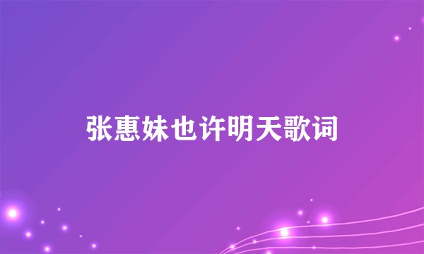 张惠妹也许明天歌词