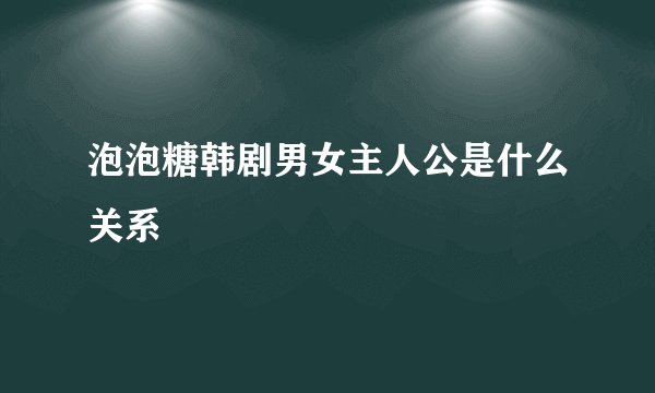 泡泡糖韩剧男女主人公是什么关系