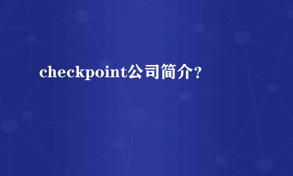 checkpoint公司简介？
