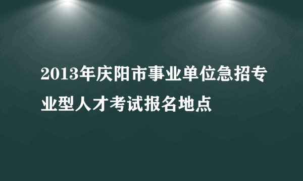 2013年庆阳市事业单位急招专业型人才考试报名地点
