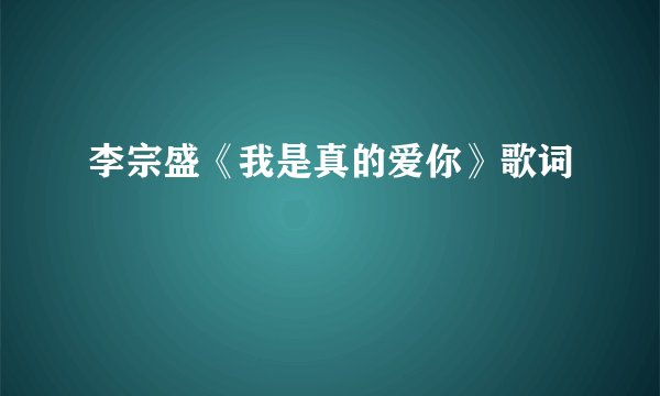李宗盛《我是真的爱你》歌词