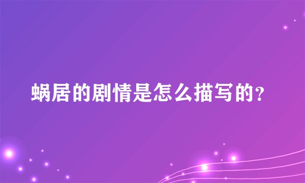 蜗居的剧情是怎么描写的？