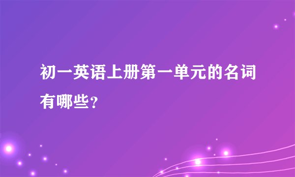 初一英语上册第一单元的名词有哪些？