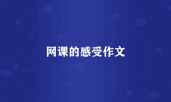 网课的感受作文