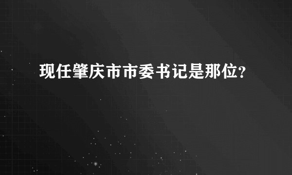 现任肇庆市市委书记是那位？