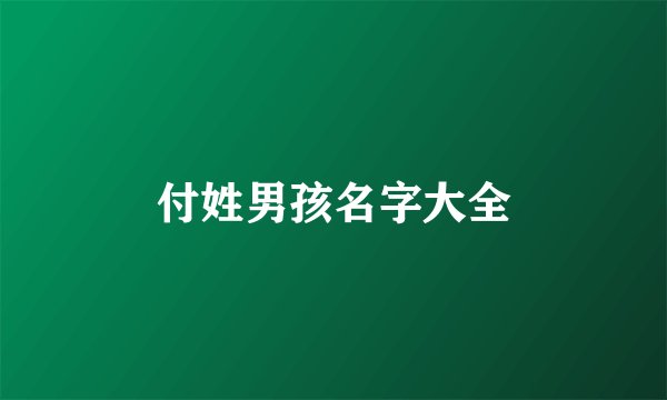 付姓男孩名字大全