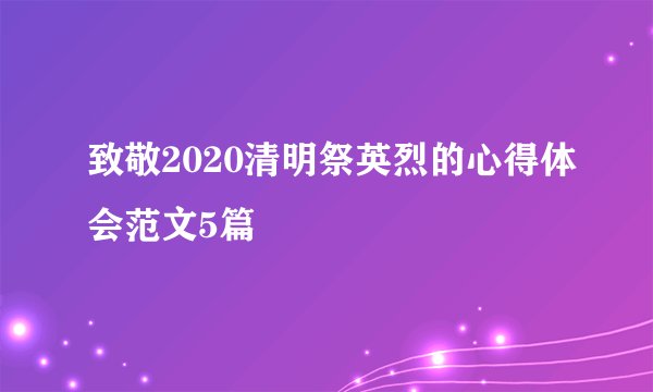 致敬2020清明祭英烈的心得体会范文5篇