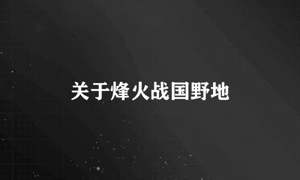 关于烽火战国野地