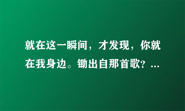 就在这一瞬间，才发现，你就在我身边。锄出自那首歌？？？是女生唱的