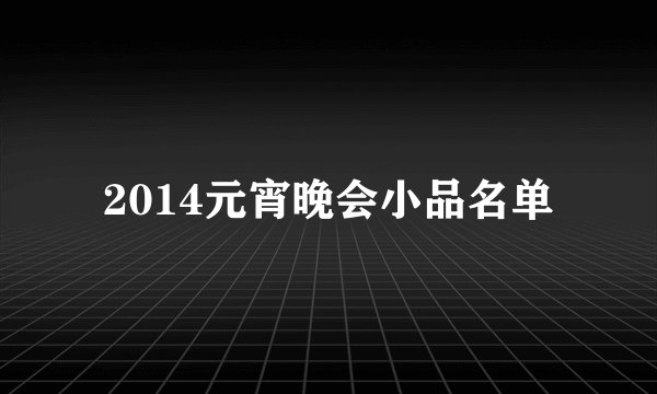 2014元宵晚会小品名单