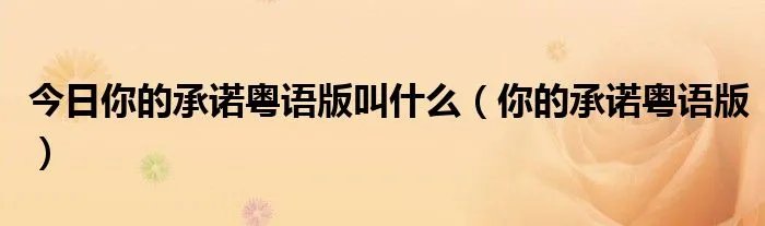 今日你的承诺粤语版叫什么（你的承诺粤语版）