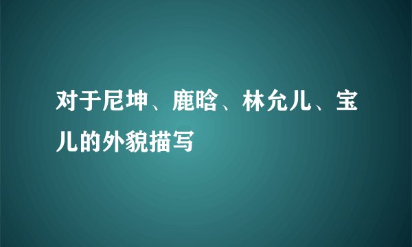 对于尼坤、鹿晗、林允儿、宝儿的外貌描写