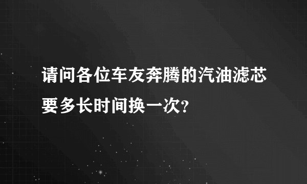请问各位车友奔腾的汽油滤芯要多长时间换一次？