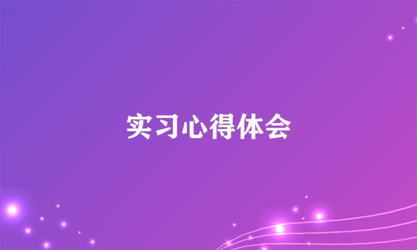 实习心得体会