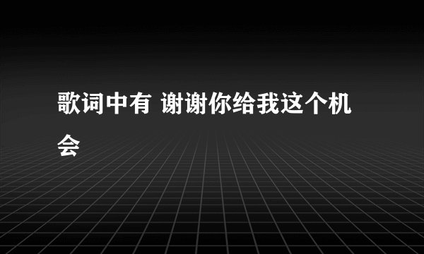 歌词中有 谢谢你给我这个机会