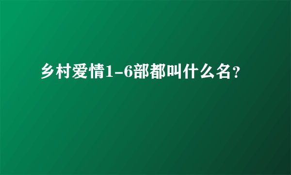 乡村爱情1-6部都叫什么名？