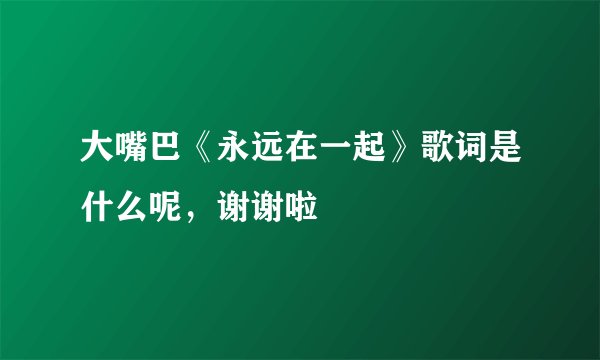 大嘴巴《永远在一起》歌词是什么呢，谢谢啦