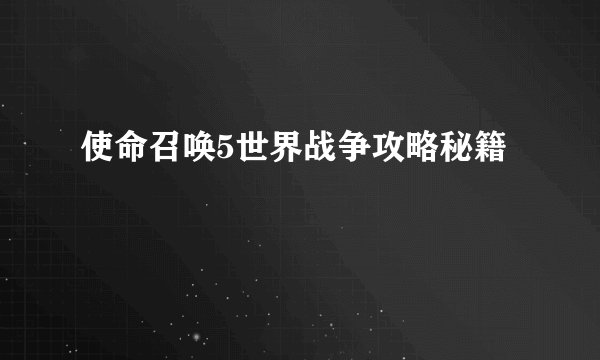使命召唤5世界战争攻略秘籍