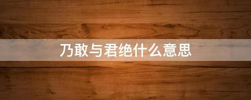 乃敢与君绝什么意思