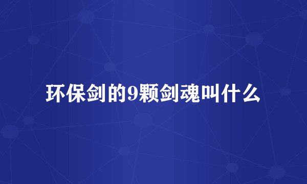 环保剑的9颗剑魂叫什么