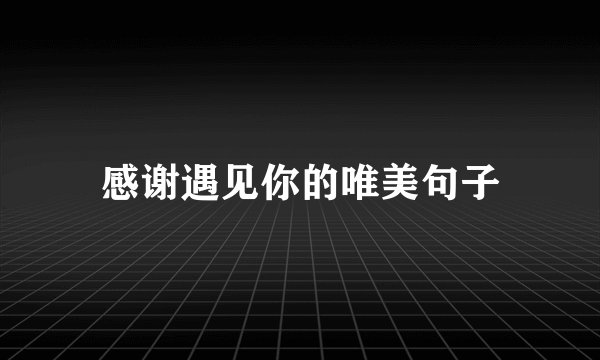 感谢遇见你的唯美句子