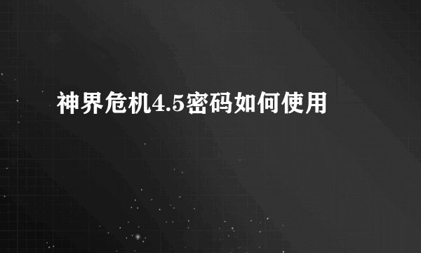 神界危机4.5密码如何使用
