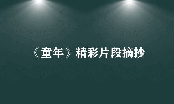 《童年》精彩片段摘抄