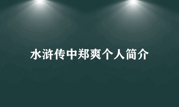 水浒传中郑爽个人简介